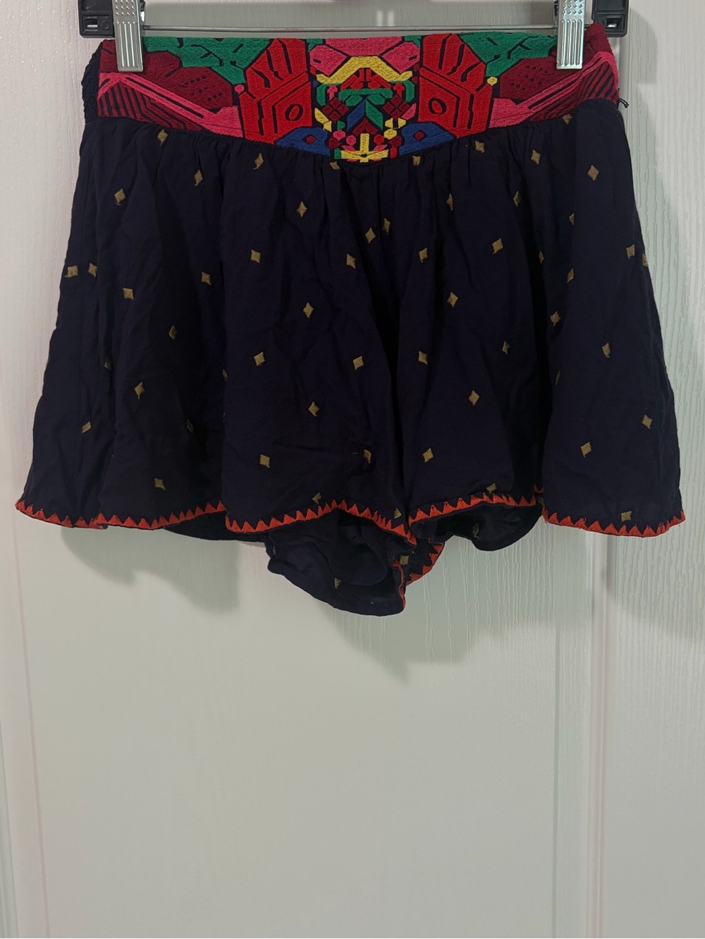 THML X Anthropologie Embroidered Diamond Print Shorts